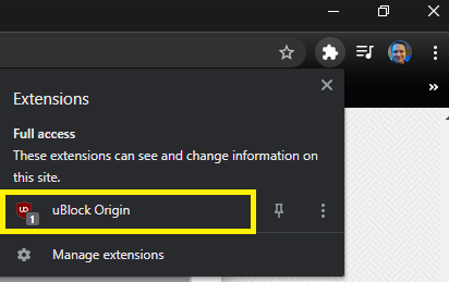 Ublock origin Add on chrome 2