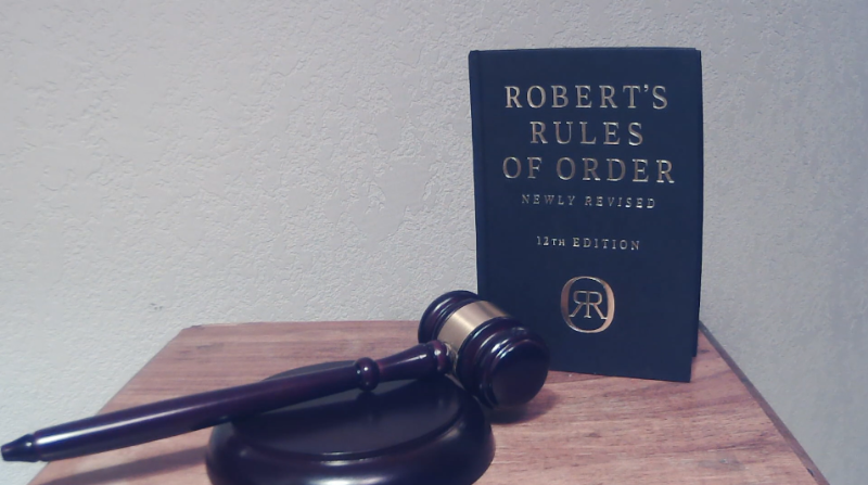 Robert Rules book and gavel